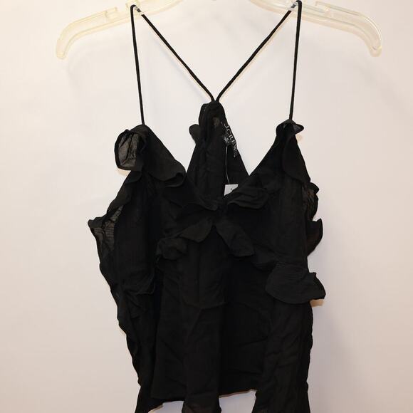 NWT J. Crew Drapey Ruffle Tank Top Cascading Ruffles Black Med Womens Trending - Picture 7 of 16